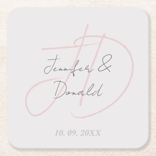 Dessous-de-verre Carré En Papier Calligraphie classique tendance monogramme (Devant)