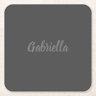 Dessous-de-verre Carré En Papier Calligraphie Élégant Gris clair Nom simple