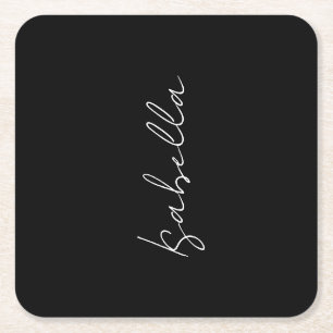 Dessous-de-verre Carré En Papier Calligraphie Noir Blanc Plaine Créative Nom modern