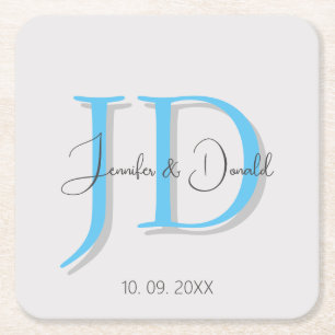 Dessous-de-verre Carré En Papier Calligraphie tendance monogramme de script classiq
