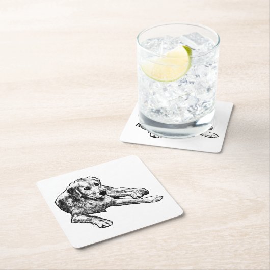 Dessous-de-verre Carré En Papier Calme du tableau : Grain d'or (En situation)