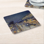 Dessous-de-verre Carré En Papier Camille Pissarro - Boulevard Montmartre en nuit (Incliné)