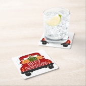 Dessous-de-verre Carré En Papier Camion Thanksgiving (En situation)