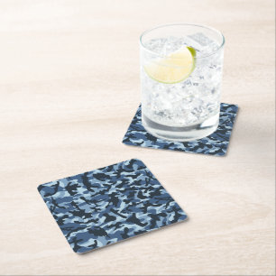 Dessous-de-verre Carré En Papier Camouflage Bleu  