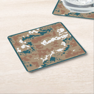 Dessous-de-verre Carré En Papier Camouflage terrestre Abstrait Brown