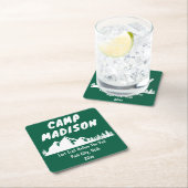 Dessous-de-verre Carré En Papier Camp Party de Fille de Bachelorette Montagne Baby  (En situation)