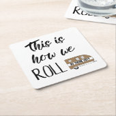 Dessous-de-verre Carré En Papier Camper "C'Est Comme Ça Que Nous Roulions" (Incliné)