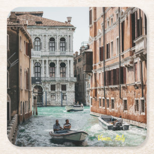 Dessous-de-verre Carré En Papier Canal de bateau de Venise