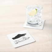 Dessous-de-verre Carré En Papier Canard Silhouette main (En situation)