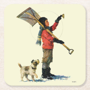 Dessous-de-verre Carré En Papier Canard souchet de neige