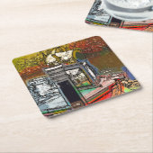 DESSOUS-DE-VERRE CARRÉ EN PAPIER CANAUX (Incliné)