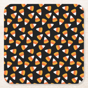 Dessous-de-verre Carré En Papier Candy Corn Halloween noir et orange