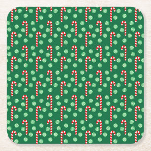 Dessous-de-verre Carré En Papier Canneberges Rouges et Vertes de Noël