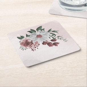 Dessous-de-verre Carré En Papier cannelle rose rose blanc floral