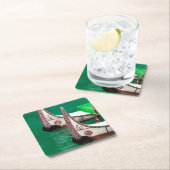 Dessous-de-verre Carré En Papier Canoë autochtone (En situation)