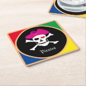 Dessous-de-verre Carré En Papier Capitaine "Grace" & Pirates - Île au trésor /Fille (Incliné)