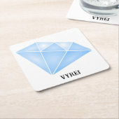 Dessous-de-verre Carré En Papier Carat diamant bleu brillant (Incliné)