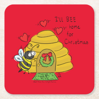 Dessous-de-verre Carré En Papier Caricature de Noël Bee Funny Holiday
