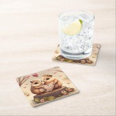 Dessous-de-verre Carré En Papier Caricature de petits ours mignons (En situation)