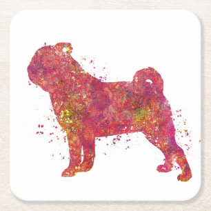 Dessous-de-verre Carré En Papier Carlin Animal Chien Domestique Nature Monde Canine