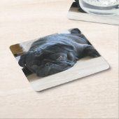 Dessous-de-verre Carré En Papier carlin noir plat (Incliné)