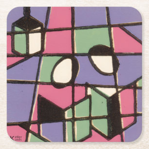 Dessous-de-verre Carré En Papier Caroleurs en verre d'inox