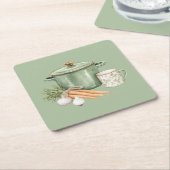 Dessous-de-verre Carré En Papier Carottes de pot vert (Incliné)