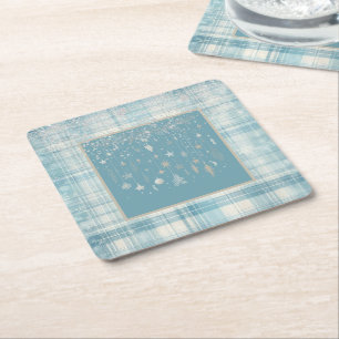 Dessous-de-verre Carré En Papier Carreaux bleus