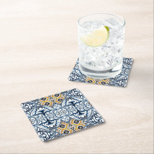 Dessous-de-verre Carré En Papier Carreaux Bleus Motif Méditerranéen