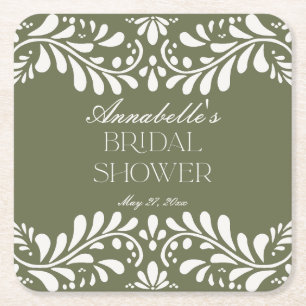 Dessous-de-verre Carré En Papier Carrelage de Talavera vert Fête de mariage espagno