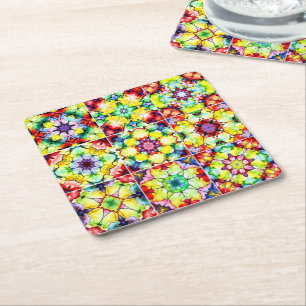 Dessous-de-verre Carré En Papier Carrelage méditerranéen, Carreaux d'encre d'alcool