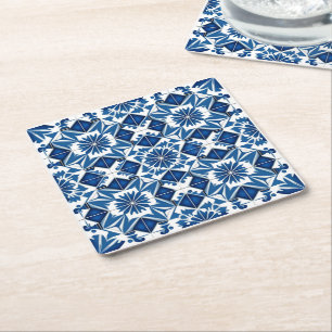 Dessous-de-verre Carré En Papier Carrelage méditerranéen, Portugais, Azulejo, Majol