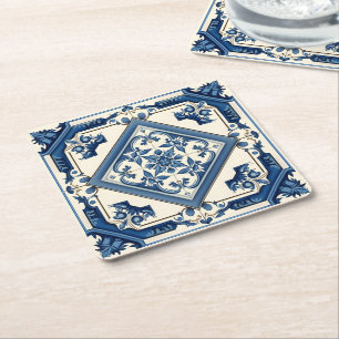 Dessous-de-verre Carré En Papier Carrelage méditerranéen, Portugais, Azulejo, Majol