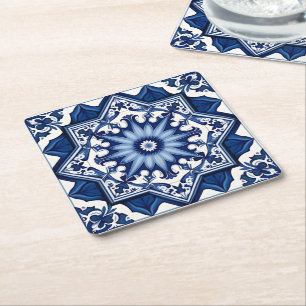 Dessous-de-verre Carré En Papier Carrelage méditerranéen, Portugais, Azulejo, Majol