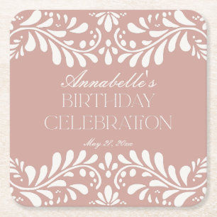 Dessous-de-verre Carré En Papier Carrelage Talavera rose Espagne fête d'anniversair