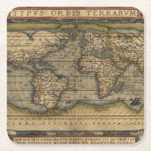 Dessous-de-verre Carré En Papier Carte antique du monde