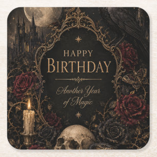 Dessous-de-verre Carré En Papier Carte d'anniversaire gothique, Floral sombre, Papi