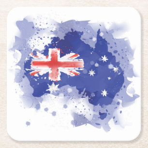 Dessous-de-verre Carré En Papier Carte d'aquarelle de l'Australie