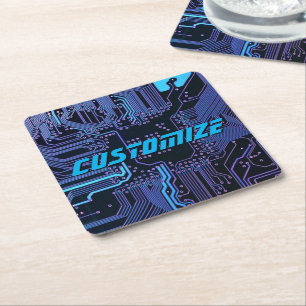 Dessous-de-verre Carré En Papier Carte de circuit électronique bleu PCB personnalis