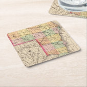 Dessous-de-verre Carré En Papier Carte de comté de St Clair, Michigan (Incliné)