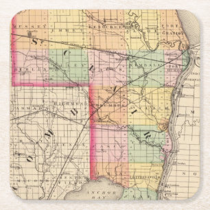Dessous-de-verre Carré En Papier Carte de comté de St Clair, Michigan