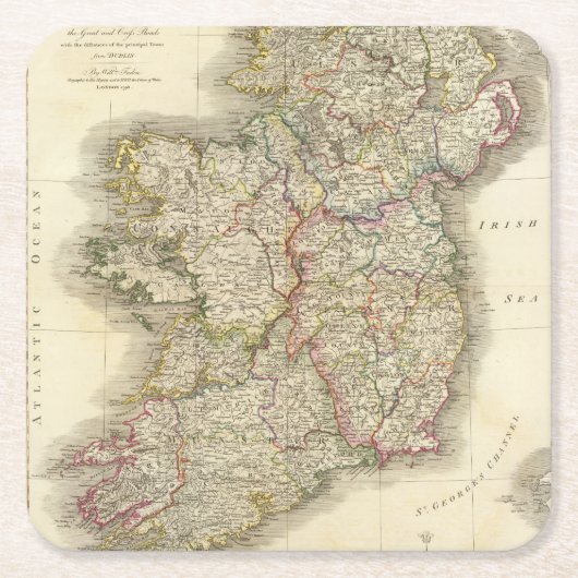 Dessous-de-verre Carré En Papier Carte de l'Irlande (Devant)