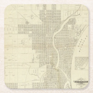 Dessous-de-verre Carré En Papier Carte de Milwaukee