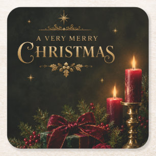 Dessous-de-verre Carré En Papier Carte de Noël élégante et luxueuse, Nœud en velour