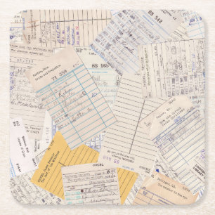 Dessous-de-verre Carré En Papier Carte de prêt de la bibliothèque des anciens amis
