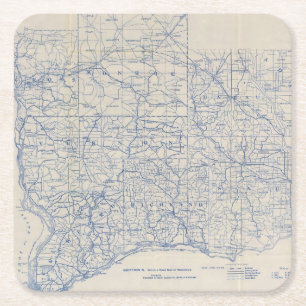 Dessous-de-verre Carré En Papier Carte de route de bicyclette du Wisconsin