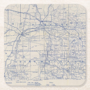 Dessous-de-verre Carré En Papier Carte de route de bicyclette du Wisconsin 2