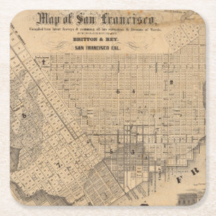 Dessous-de-verre Carré En Papier Carte de San Francisco