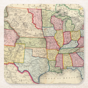 Dessous-de-verre Carré En Papier Carte des Etats-Unis, et des territoires