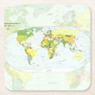 Dessous-de-verre Carré En Papier Carte du Monde Atlas Politique Poster : Décoration